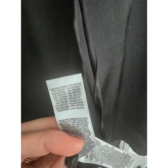 Women's Never Fully Dressed Black Vienna Satin Wrap Dress Size Medium Long Sleev - Picture 5 of 10